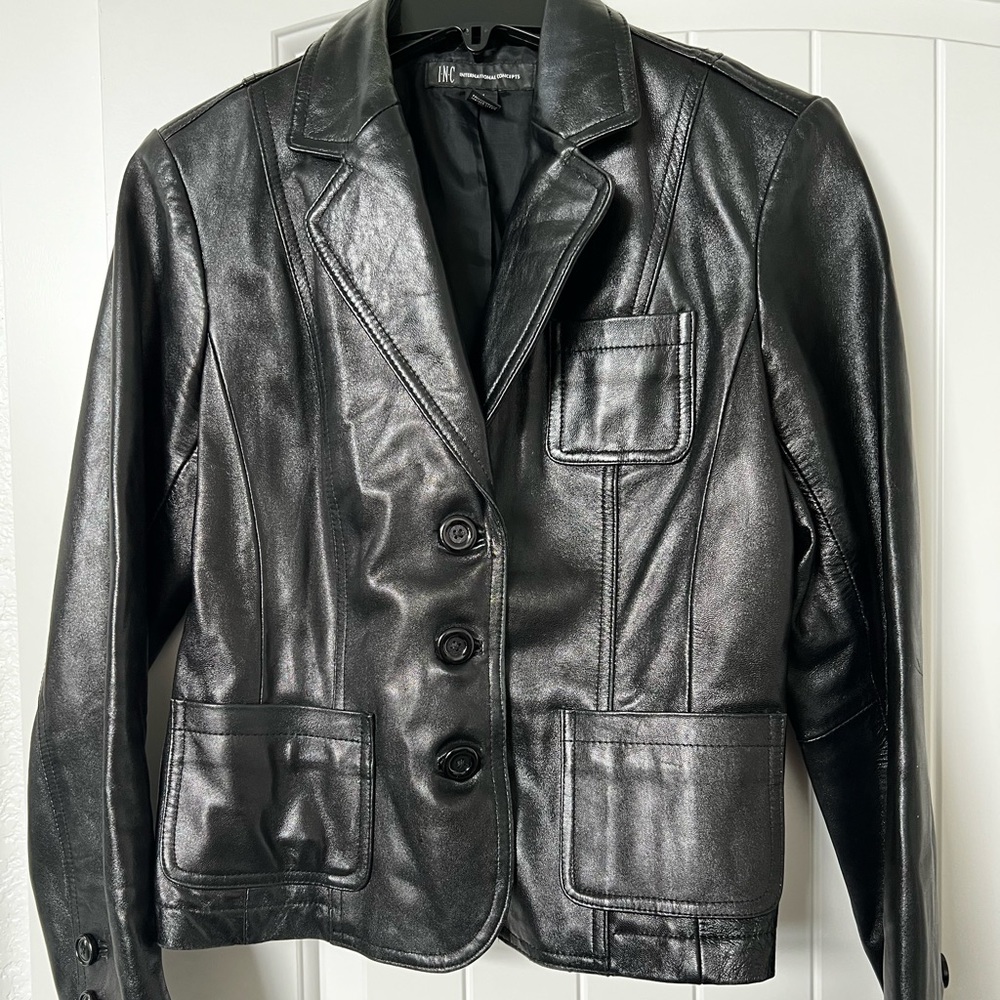 Inc Medium Leather Blazer Jacket. - image 1